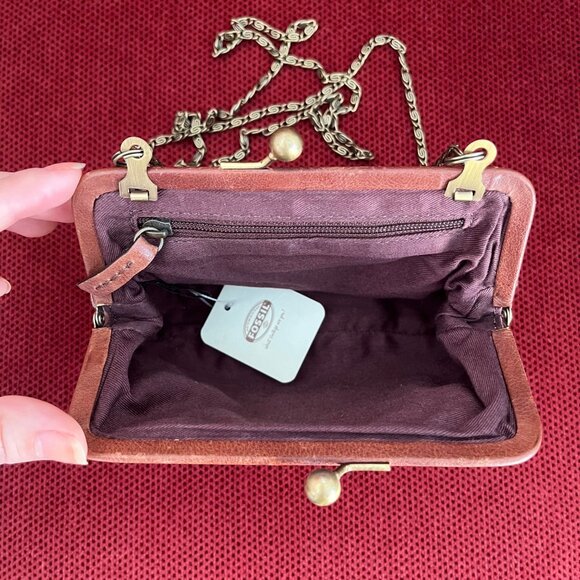 FOSSIL Crewel Frame Mini Multicolor Kisslock Clutch Canvas Crossbody Purse - Picture 11 of 16